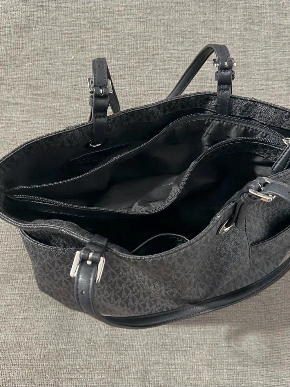 Michael Kors Black Logo Tote with MK Charm